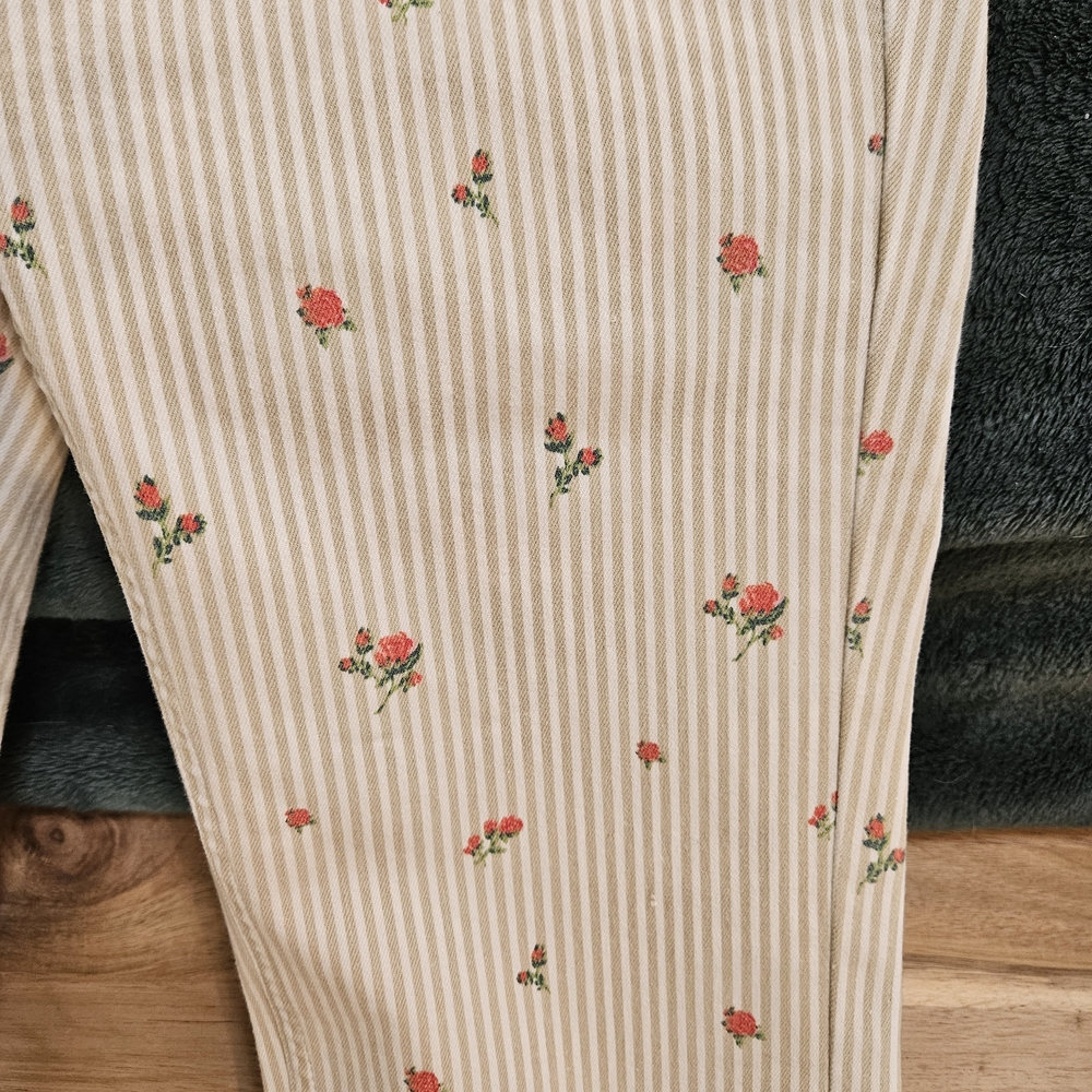 Free People Cream Floral Ribbed Bootcut Pants - Picture 2 of 4